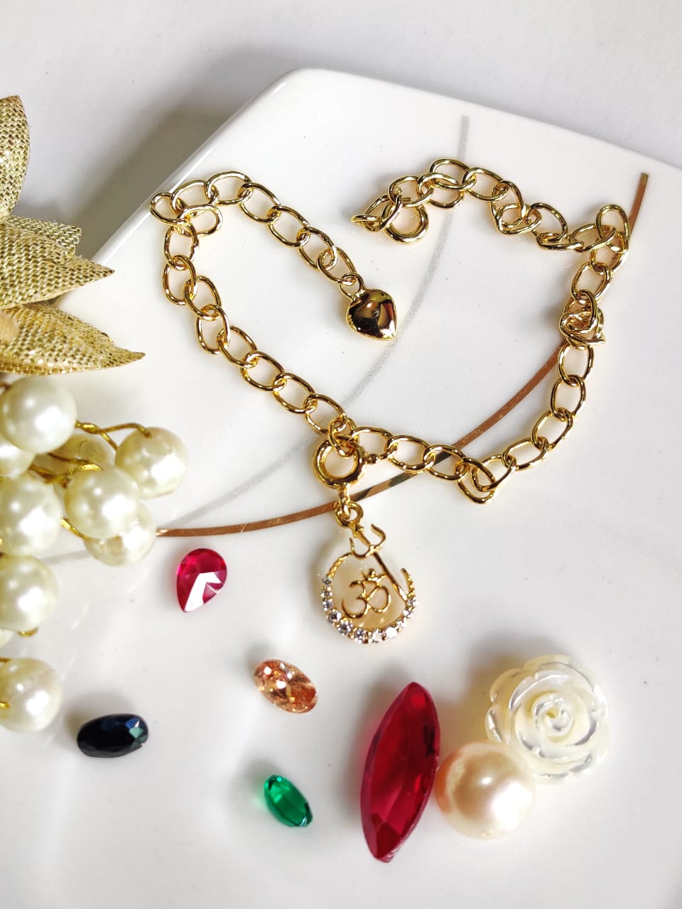 Om and Trishool Bracelet