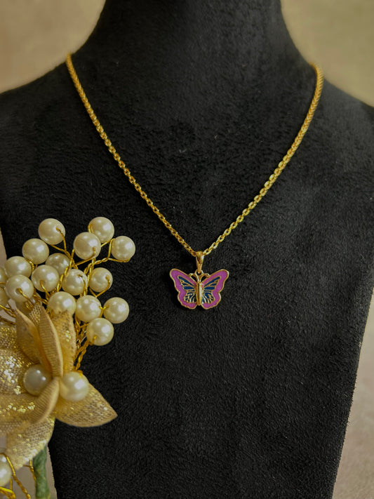 Pink Butterfly Necklace