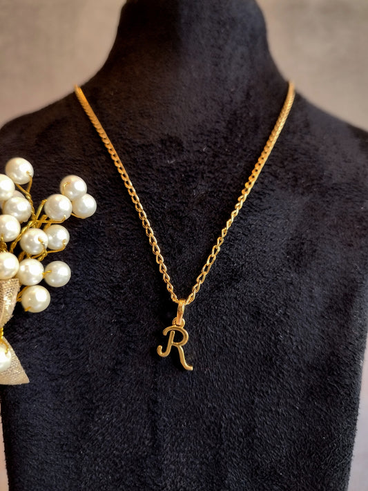 "R" Name Initial Necklace